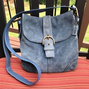 Vintage Coach Blue Suede Leather Crossbody 9482